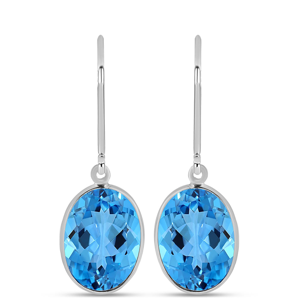 Cercei din Argint 925 ( 1.26 grame ) cu Topaz Swiss Blue 13.87 Carate
