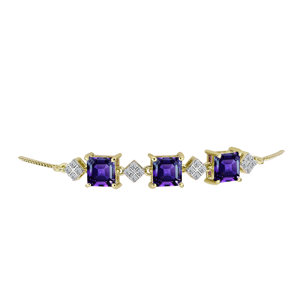 Brățară din Argint 925 Placat cu Aur ( 4.73 grame ) cu Ametist Marocan și Topaz Alb 5.06 Carate