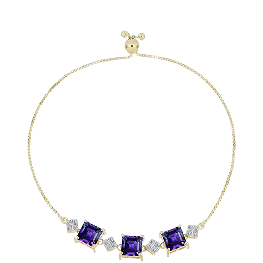 Brățară din Argint 925 Placat cu Aur ( 4.73 grame ) cu Ametist Marocan și Topaz Alb 5.06 Carate 1 