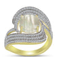 Inel din Argint 925 Placat cu Aur ( 6.69 grame ) cu Sidef și Topaz Alb 3.7 Carate