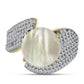 Inel din Argint 925 Placat cu Aur ( 6.24 grame ) cu Sidef și Topaz Alb 4.86 Carate