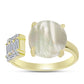 Inel din Argint 925 Placat cu Aur ( 3.36 grame ) cu Sidef și Zircon Alb 4.34 Carate