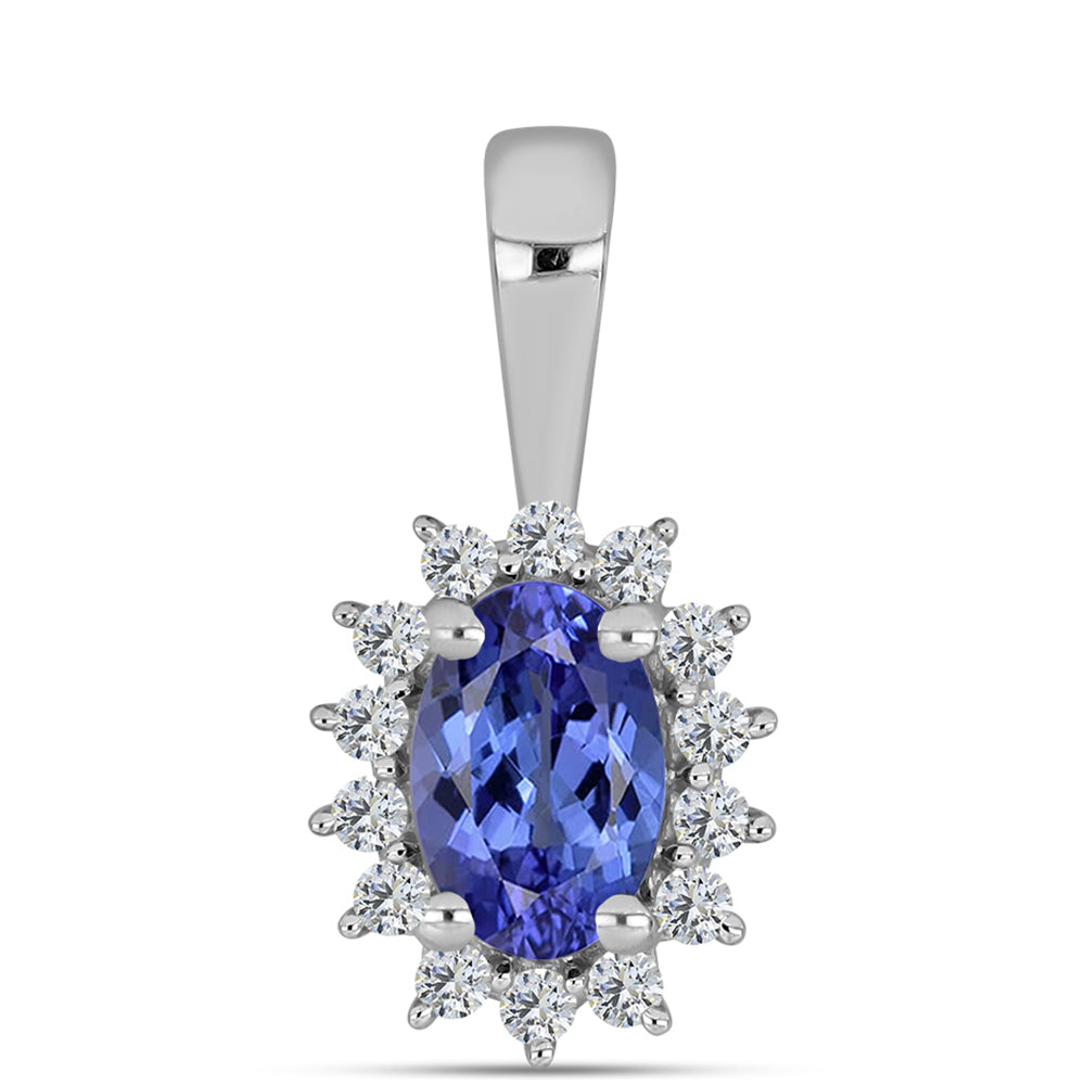 Pandantiv din Argint 925 ( 0.76 grame ) cu Tanzanit AAA și Topaz Alb 0.56 Carate
