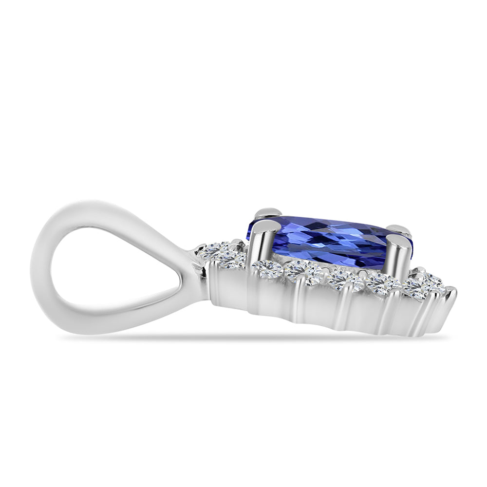 Pandantiv din Argint 925 ( 0.76 grame ) cu Tanzanit AAA și Topaz Alb 0.56 Carate 2 