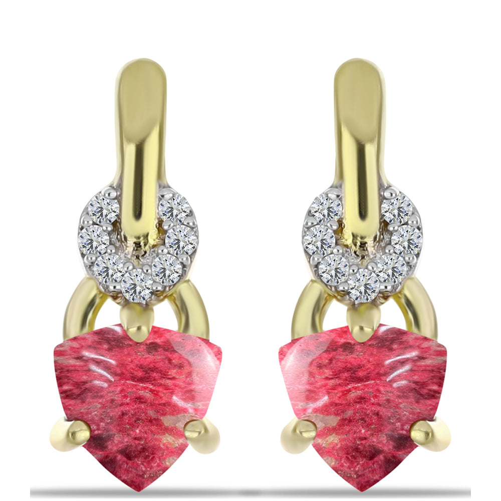 Cercei din Argint 925 Placat cu Aur ( 3.38 grame ) cu Thulit și Topaz Alb 1.65 Carate