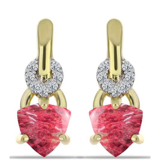 Cercei din Argint 925 Placat cu Aur ( 3.38 grame ) cu Thulit și Topaz Alb 1.65 Carate