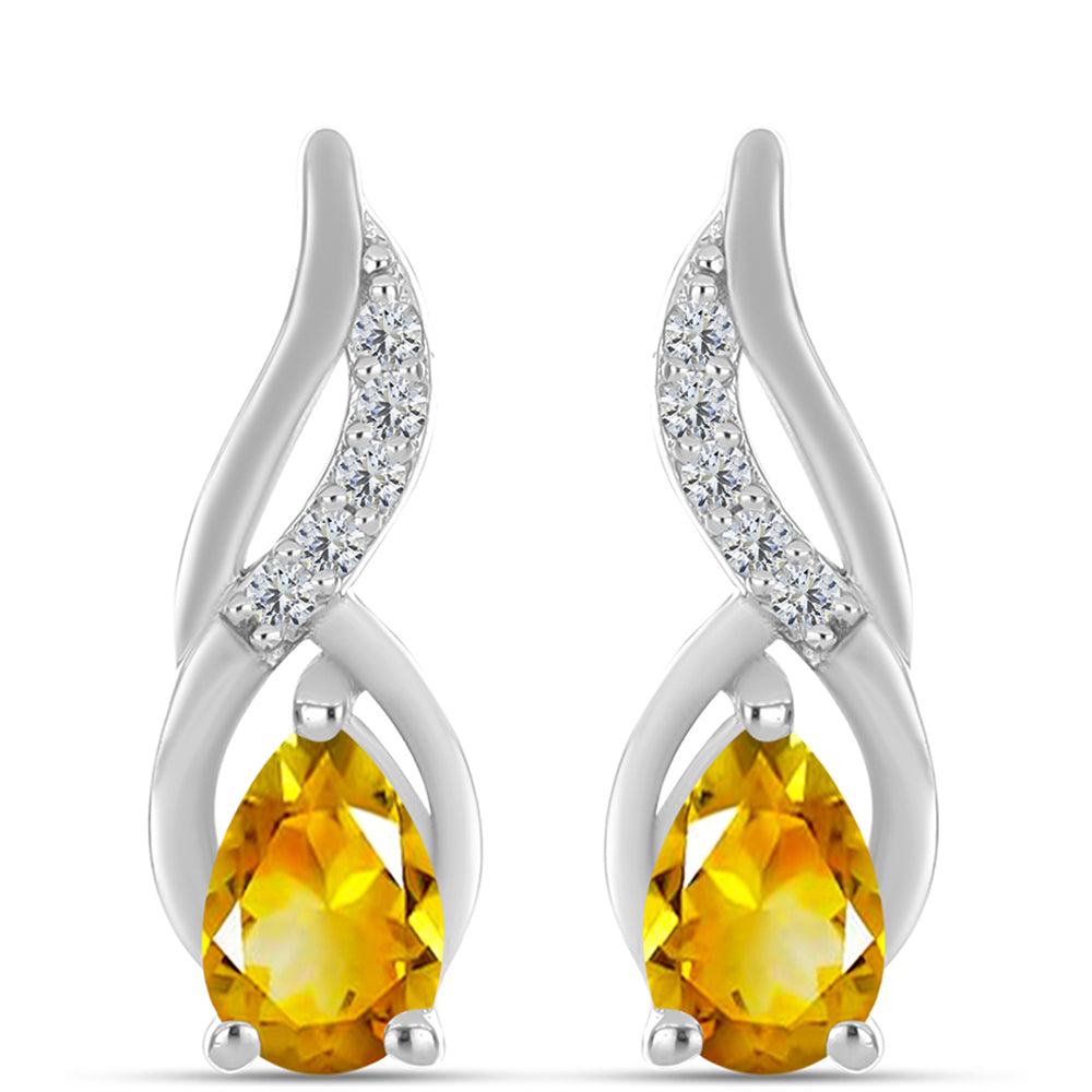 Cercei din Argint 925 ( 3.1 grame ) cu Citrin Ural și Topaz Alb 0.83 Carate