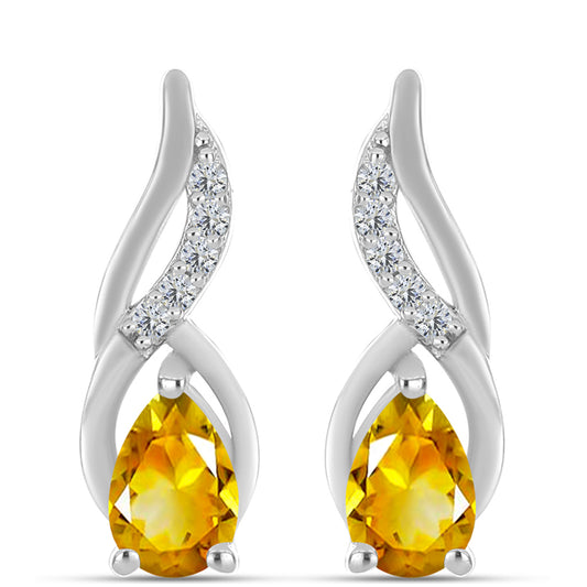 Cercei din Argint 925 ( 3.1 grame ) cu Citrin Ural și Topaz Alb 0.83 Carate