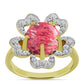 Inel din Argint 925 Placat cu Aur ( 4.13 grame ) cu Thulit și Topaz Alb 4.96 Carate