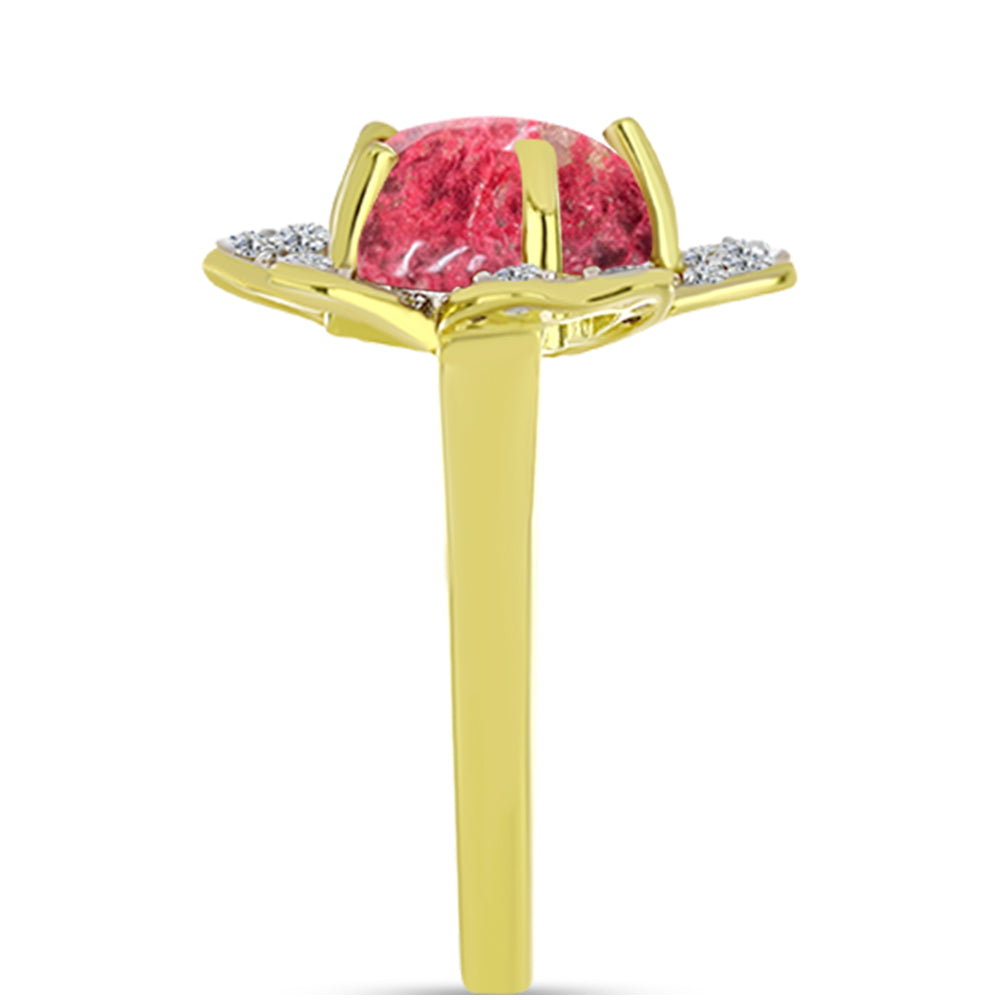 Inel din Argint 925 Placat cu Aur ( 4.13 grame ) cu Thulit și Topaz Alb 4.96 Carate 4 