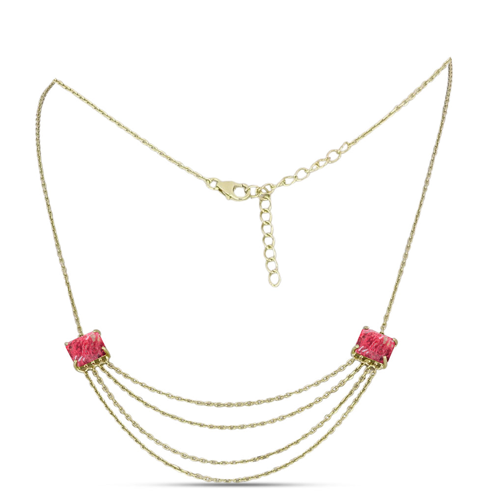 Colier din Argint 925 Placat cu Aur ( 4.79 grame ) cu Thulit 4.68 Carate