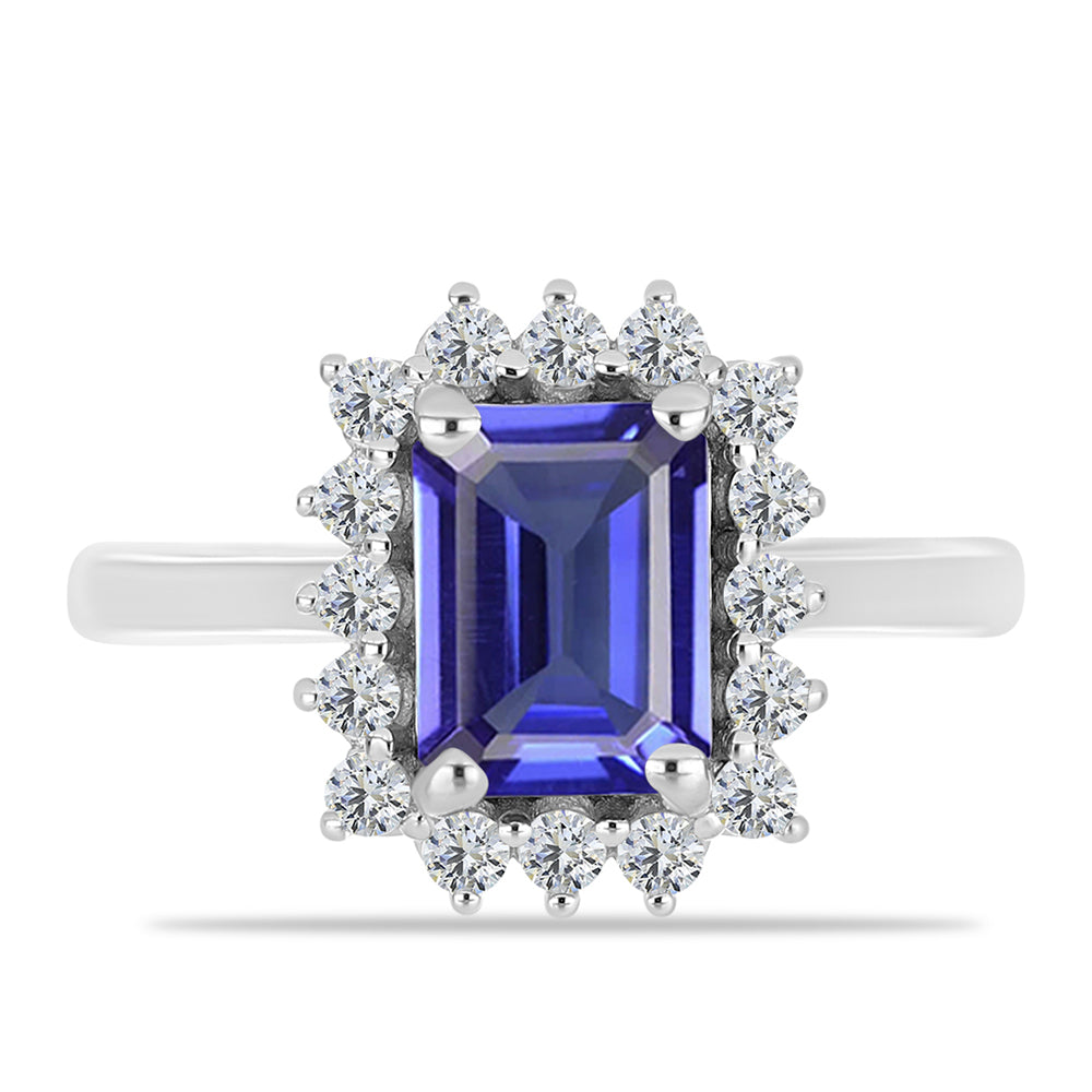 Inel din Argint 925 ( 2.71 grame ) cu Tanzanit AAA și Topaz Alb 2.02 Carate 1 