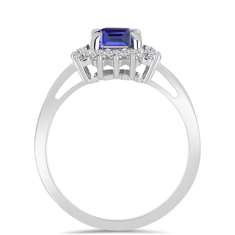 Inel din Argint 925 ( 2.71 grame ) cu Tanzanit AAA și Topaz Alb 2.02 Carate 2 