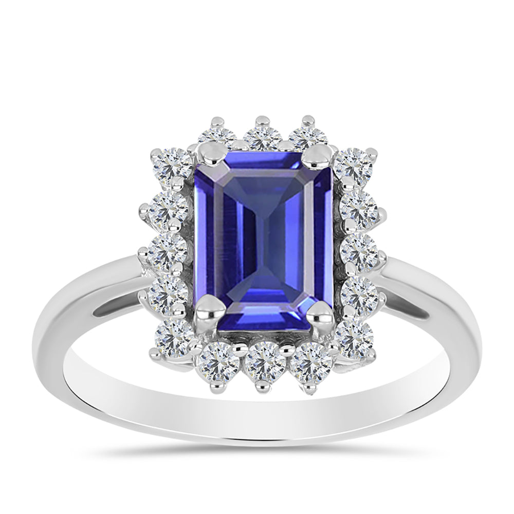 Inel din Argint 925 ( 2.71 grame ) cu Tanzanit AAA și Topaz Alb 2.02 Carate 3 