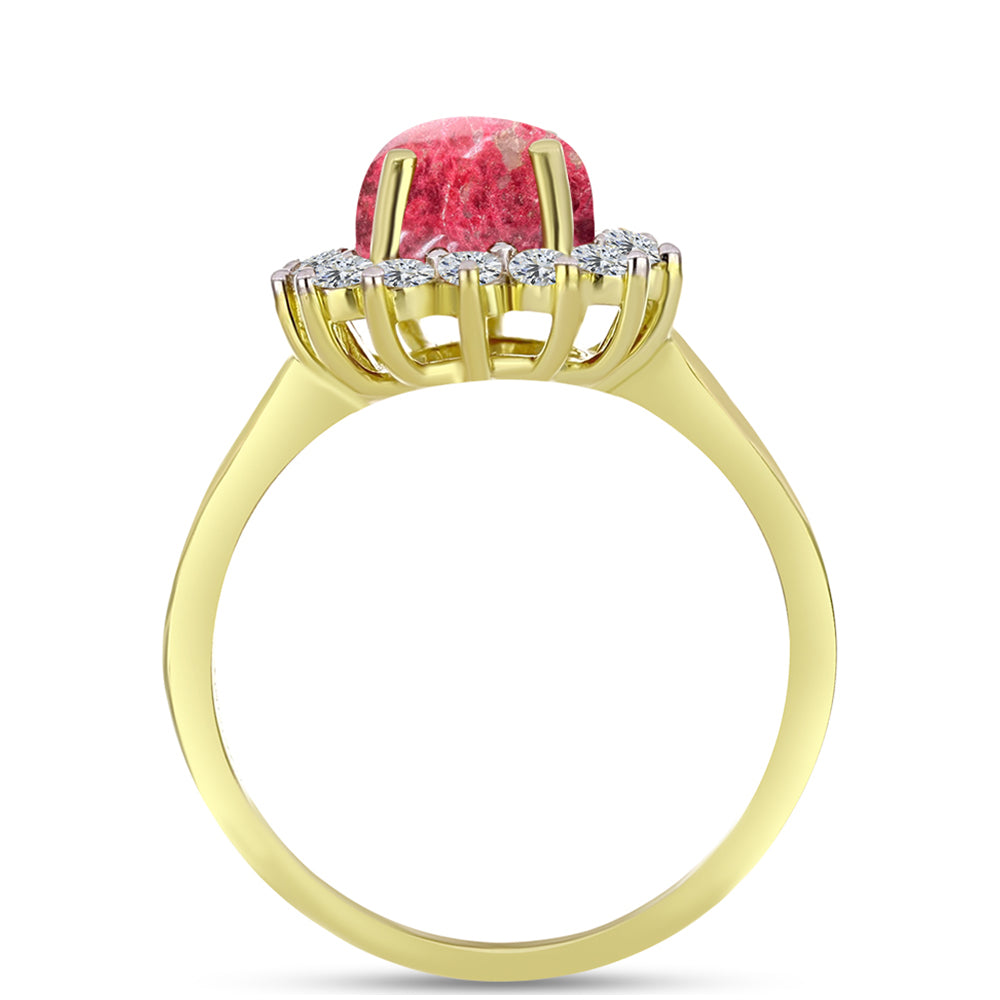 Inel din Argint 925 Placat cu Aur ( 2.32 grame ) cu Thulit și Topaz Alb 2.95 Carate