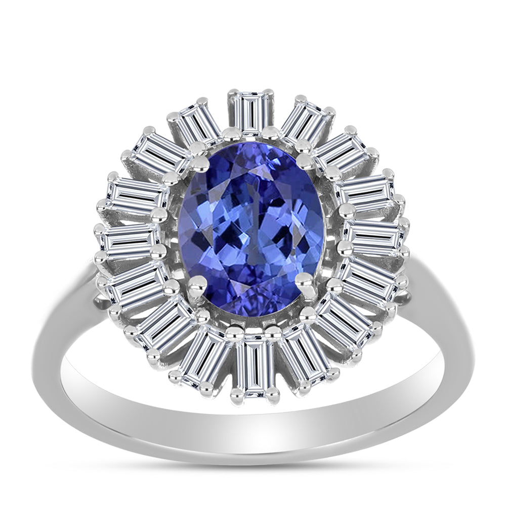 Inel din Argint 925 ( 3.51 grame ) cu Tanzanit AAA și Zircon Alb 2.99 Carate 3 
