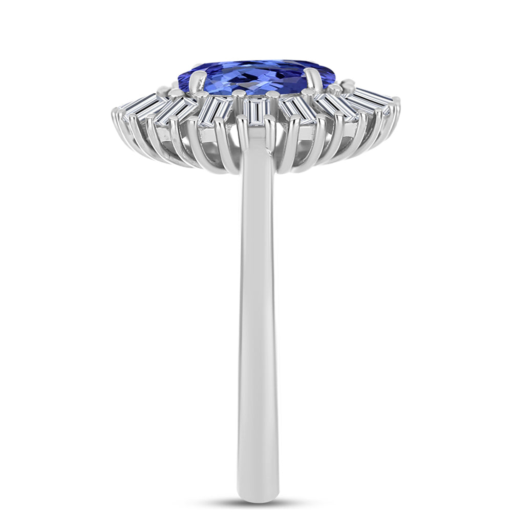 Inel din Argint 925 ( 3.51 grame ) cu Tanzanit AAA și Zircon Alb 2.99 Carate 4 