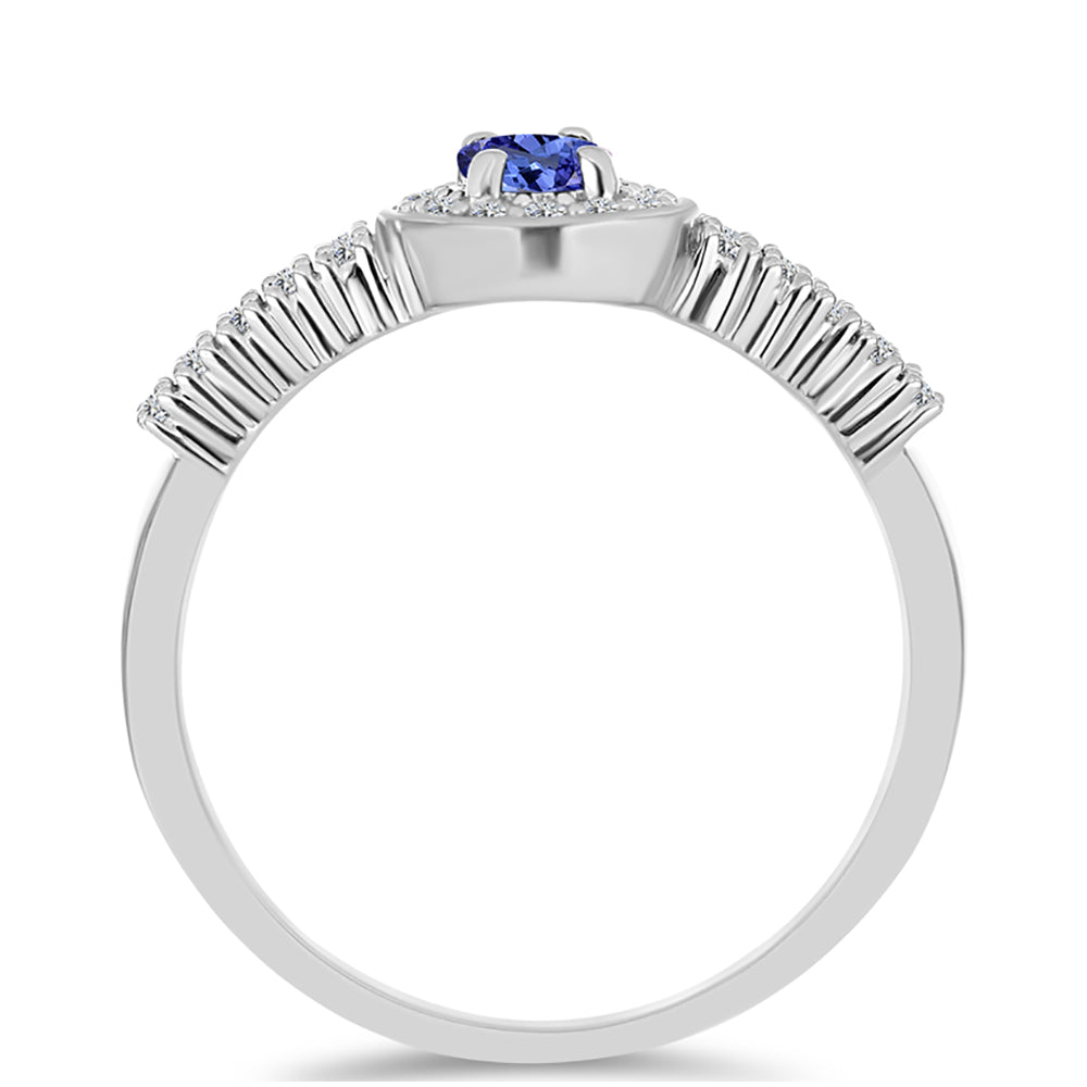 Inel din Argint 925 ( 2.84 grame ) cu Tanzanit AAA și Topaz Alb 0.76 Carate 2 