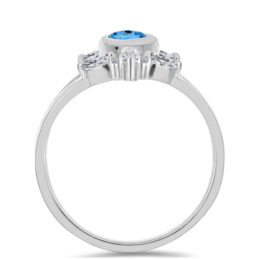 Inel din Argint 925 ( 3.6 grame ) cu Topaz Swiss Blue și Topaz Alb 1.65 Carate