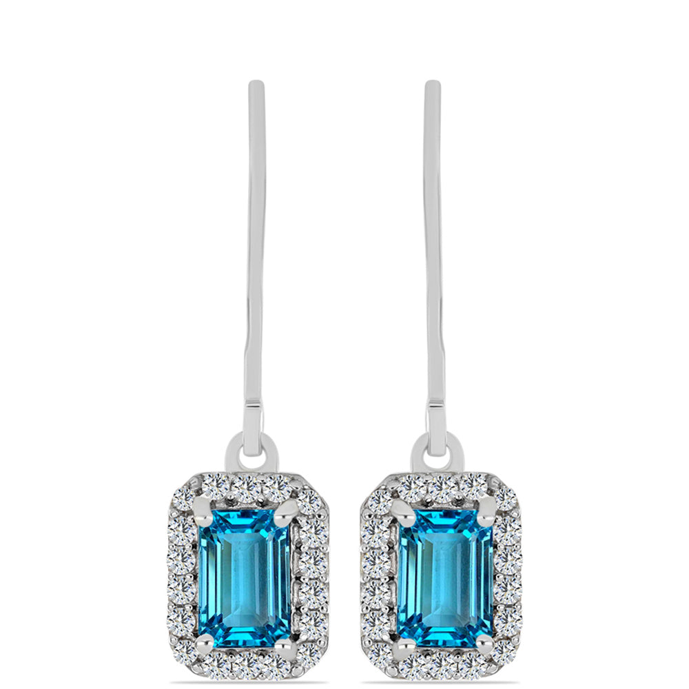 Cercei din Argint 925 ( 2.36 grame ) cu Topaz Swiss Blue și Topaz Alb 1.63 Carate 1 