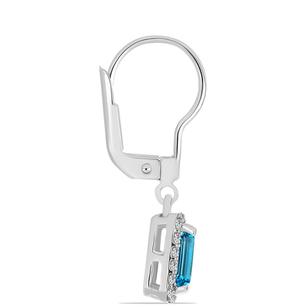 Cercei din Argint 925 ( 2.36 grame ) cu Topaz Swiss Blue și Topaz Alb 1.63 Carate