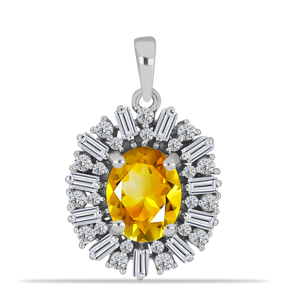 Pandantiv din Argint 925 ( 2.51 grame ) cu Citrin Ural și Zircon Alb 2.9 Carate 1 