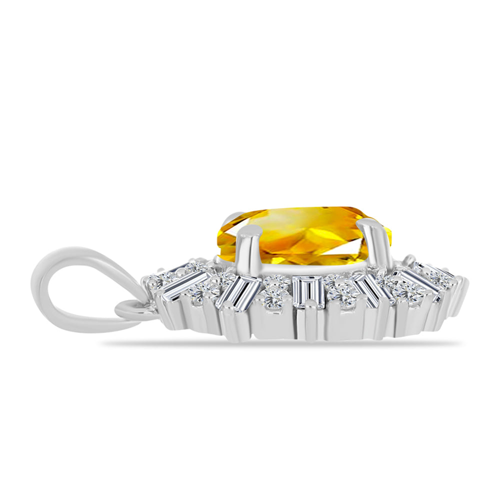 Pandantiv din Argint 925 ( 2.51 grame ) cu Citrin Ural și Zircon Alb 2.9 Carate 2 