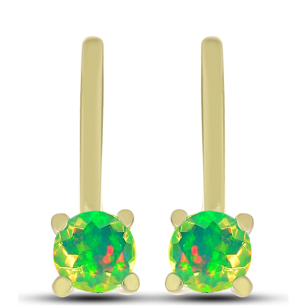 Cercei din Argint 925 Placat cu Aur ( 2.16 grame ) cu Opal Verde Etiopian Lega Dembi 0.31 Carate