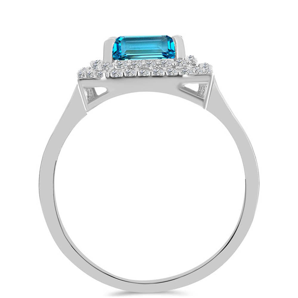 Inel din Argint 925 ( 3.15 grame ) cu Topaz Swiss Blue și Topaz Alb 3.12 Carate 2 