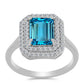 Inel din Argint 925 ( 3.15 grame ) cu Topaz Swiss Blue și Topaz Alb 3.12 Carate