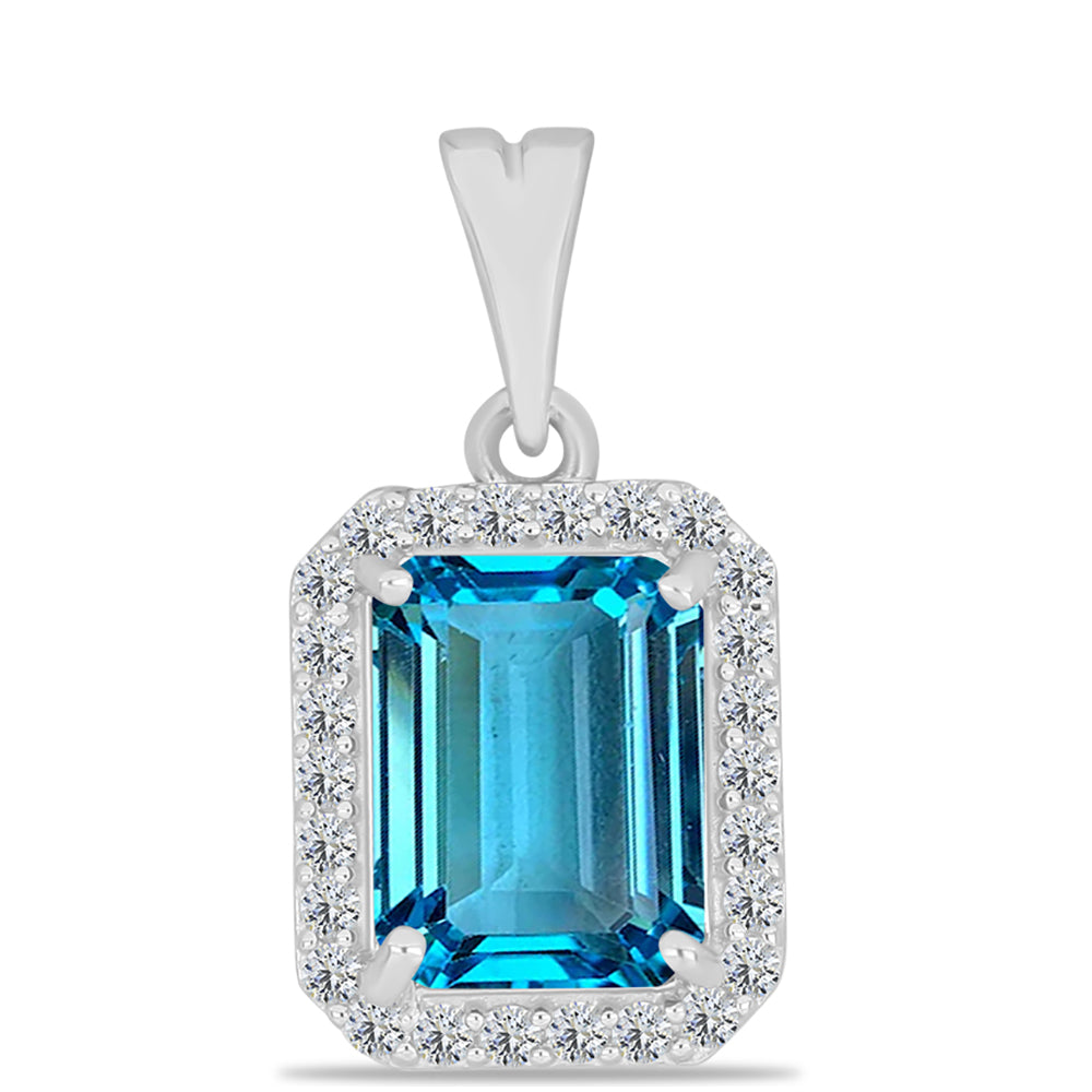 Pandantiv din Argint 925 ( 1.23 grame ) cu Topaz Swiss Blue și Topaz Alb 2.81 Carate 1 