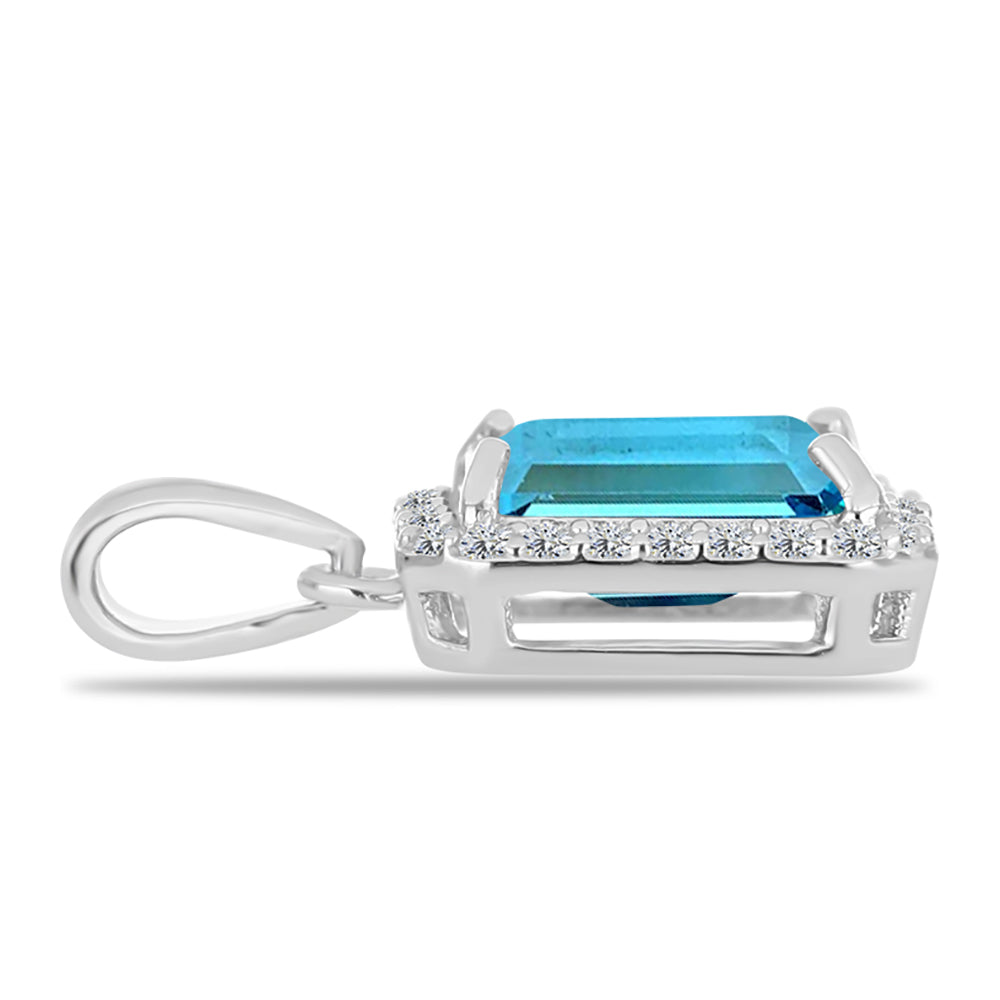 Pandantiv din Argint 925 ( 1.23 grame ) cu Topaz Swiss Blue și Topaz Alb 2.81 Carate 2 
