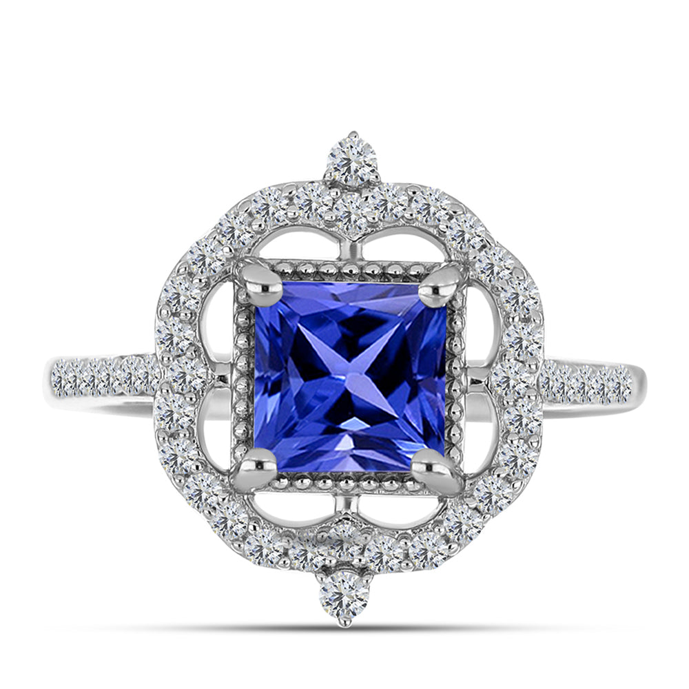Inel din Argint 925 ( 2.81 grame ) cu Tanzanit AAA și Topaz Alb 1.54 Carate