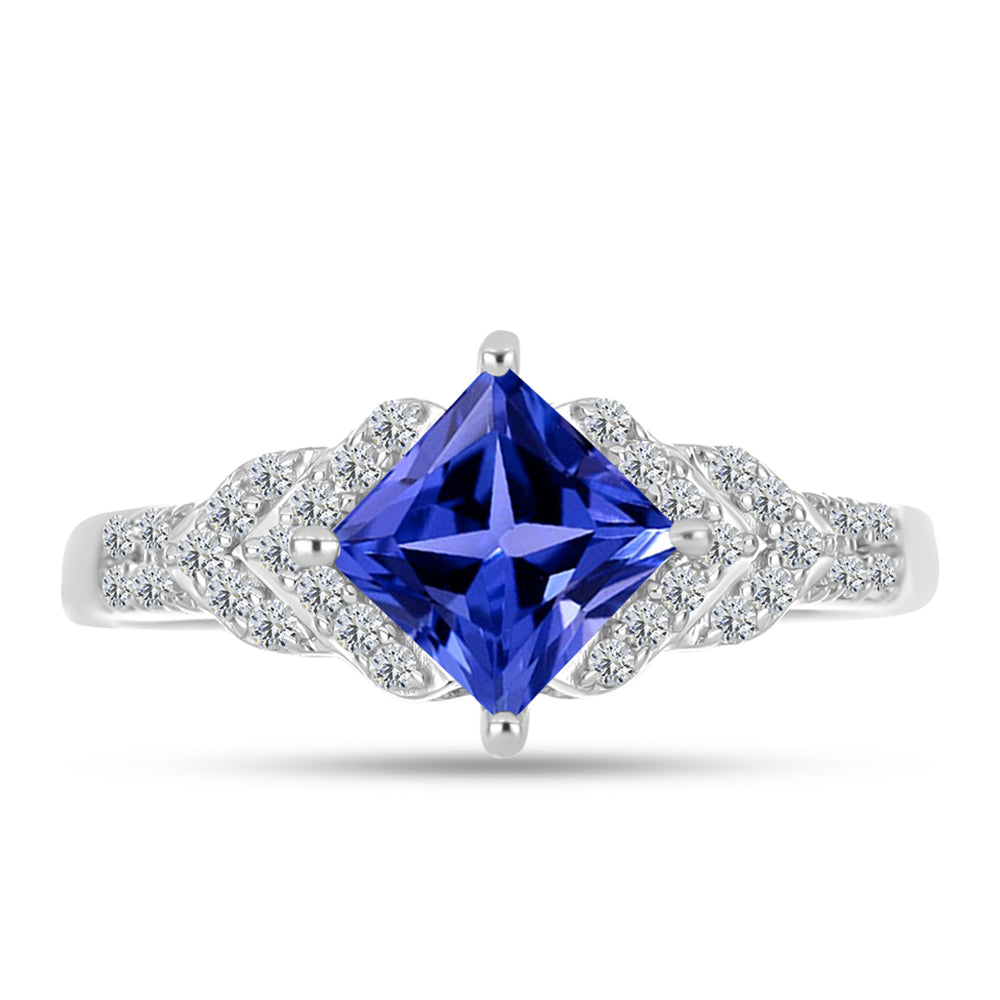 Inel din Argint 925 ( 2.68 grame ) cu Tanzanit AAA și Topaz Alb 1.4 Carate