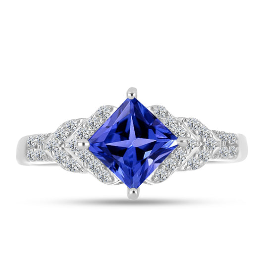 Inel din Argint 925 ( 2.68 grame ) cu Tanzanit AAA și Topaz Alb 1.4 Carate