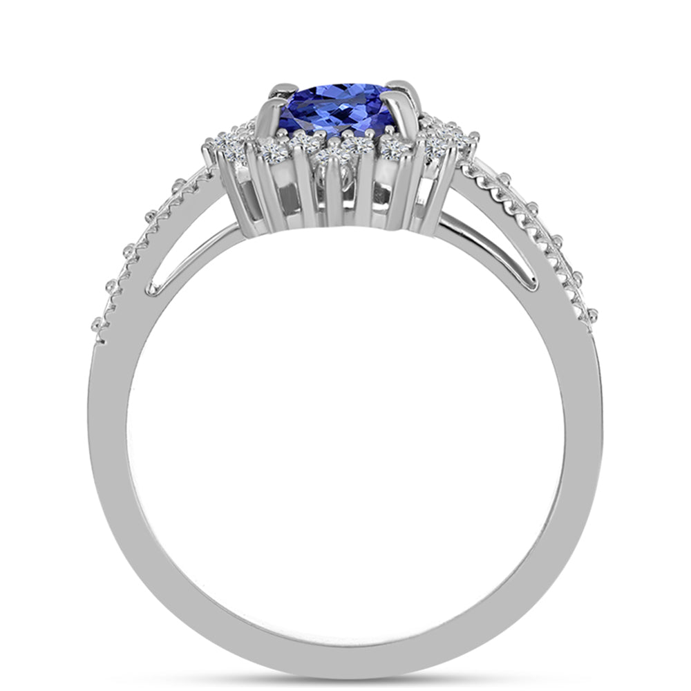 Inel din Argint 925 ( 3.97 grame ) cu Tanzanit AAA și Topaz Alb 1.95 Carate