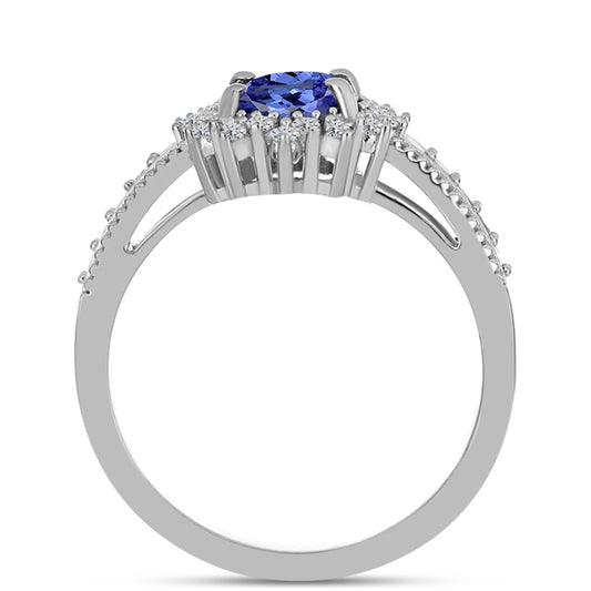 Inel din Argint 925 ( 3.97 grame ) cu Tanzanit AAA și Topaz Alb 1.95 Carate