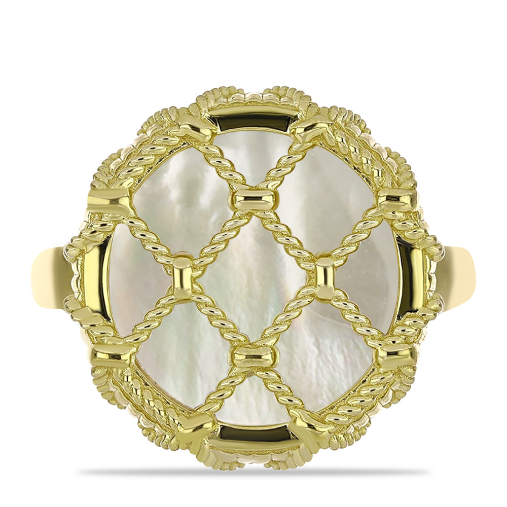 Inel din Argint 925 Placat cu Aur ( 5.38 grame ) cu Sidef 5.16 Carate