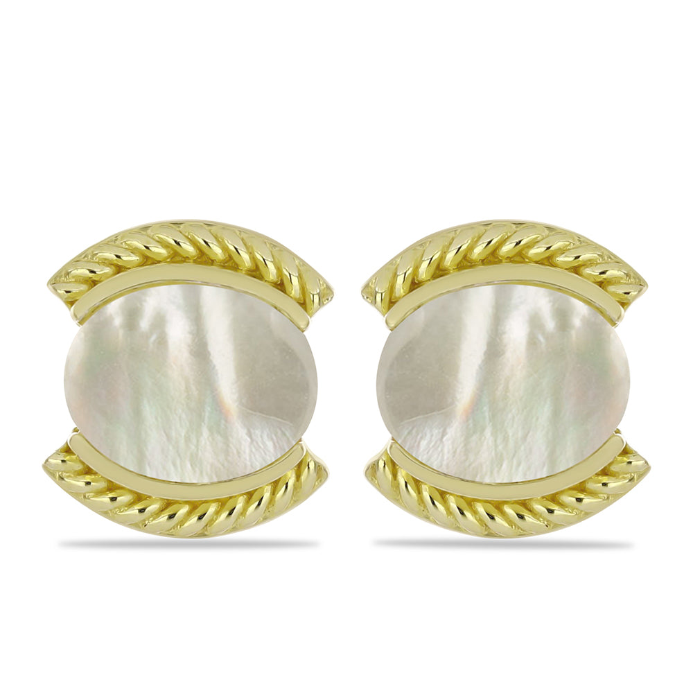 Cercei din Argint 925 Placat cu Aur ( 4.44 grame ) cu Sidef 4.29 Carate