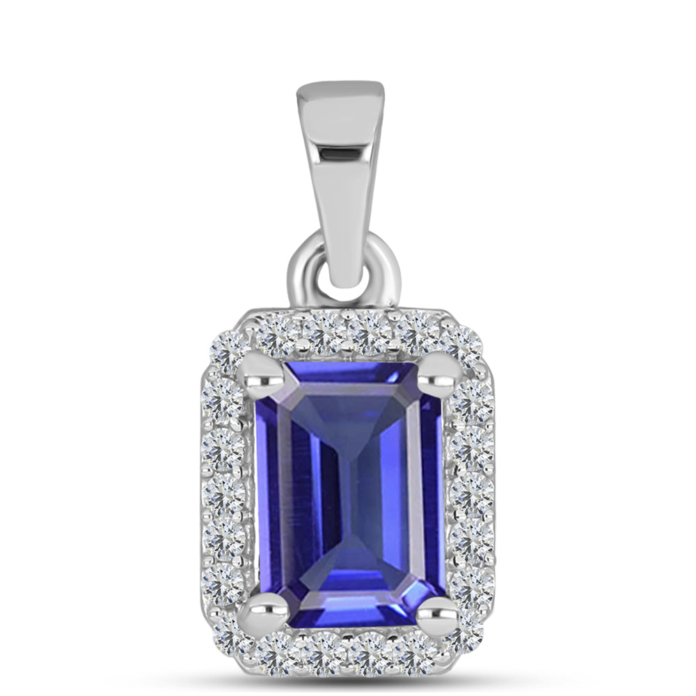 Pandantiv din Argint 925 ( 0.86 grame ) cu Tanzanit AAA și Topaz Alb 1.13 Carate 1 