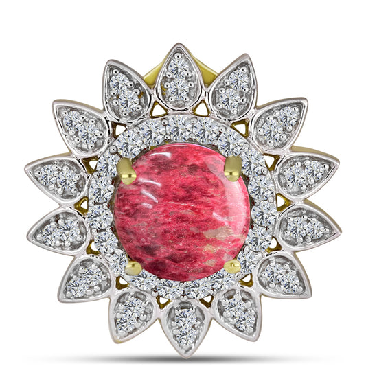 Pandantiv din Argint 925 Placat cu Aur ( 2.86 grame ) cu Thulit și Topaz Alb 3.04 Carate