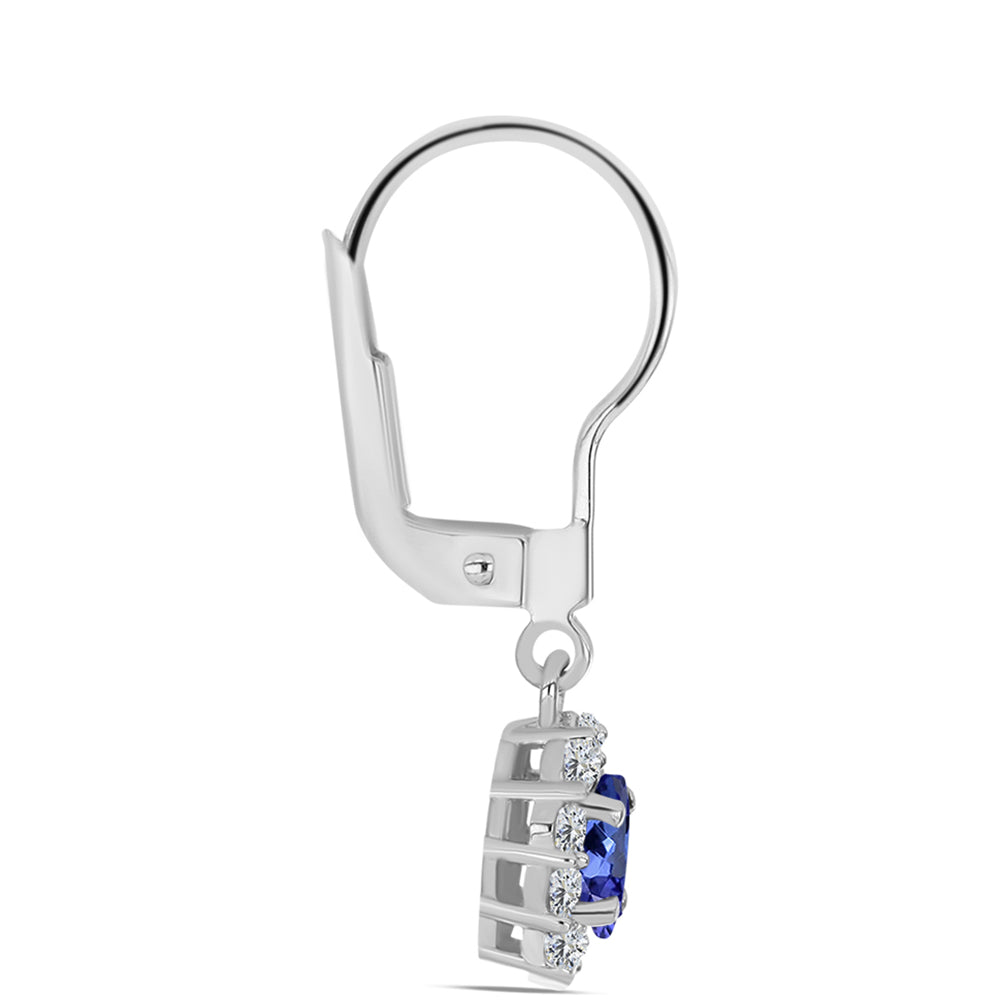 Cercei din Argint 925 ( 1.75 grame ) cu Tanzanit AAA și Topaz Alb 0.91 Carate 2 
