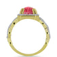Inel din Argint 925 Placat cu Aur ( 3.58 grame ) cu Thulit și Topaz Alb 3.06 Carate