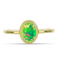 Inel din Argint 925 Placat cu Aur ( 2 grame ) cu Opal Verde Etiopian Lega Dembi 0.47 Carate