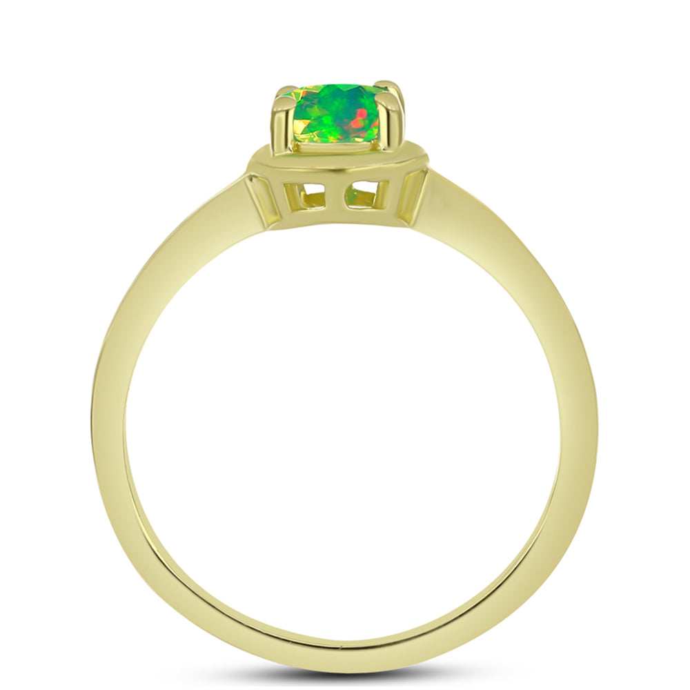 Inel din Argint 925 Placat cu Aur ( 2 grame ) cu Opal Verde Etiopian Lega Dembi 0.47 Carate 2 