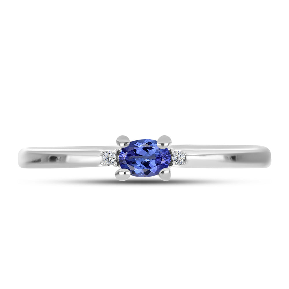 Inel din Argint 925 ( 1.34 grame ) cu Tanzanit AAA și Topaz Alb 0.22 Carate 1 