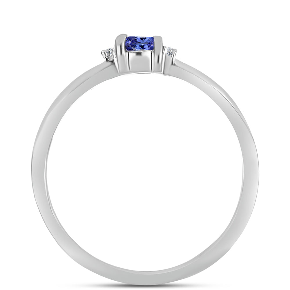 Inel din Argint 925 ( 1.34 grame ) cu Tanzanit AAA și Topaz Alb 0.22 Carate