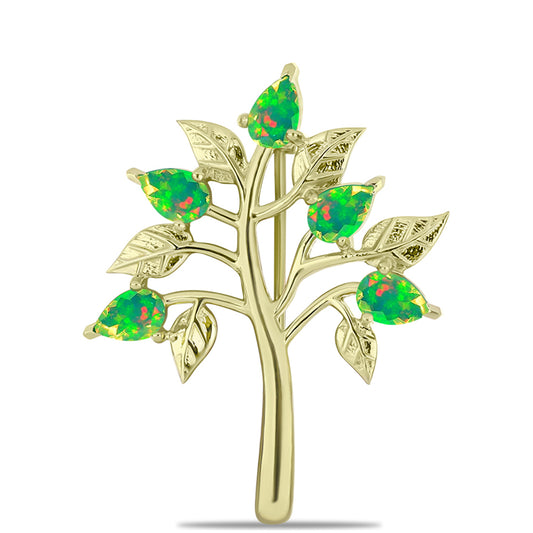 Broşă din Argint 925 Placat cu Aur ( 4.76 grame ) cu Opal Verde Etiopian Lega Dembi 1.18 Carate