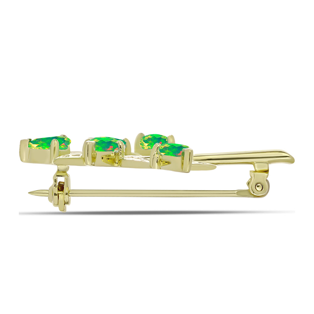 Broşă din Argint 925 Placat cu Aur ( 4.76 grame ) cu Opal Verde Etiopian Lega Dembi 1.18 Carate