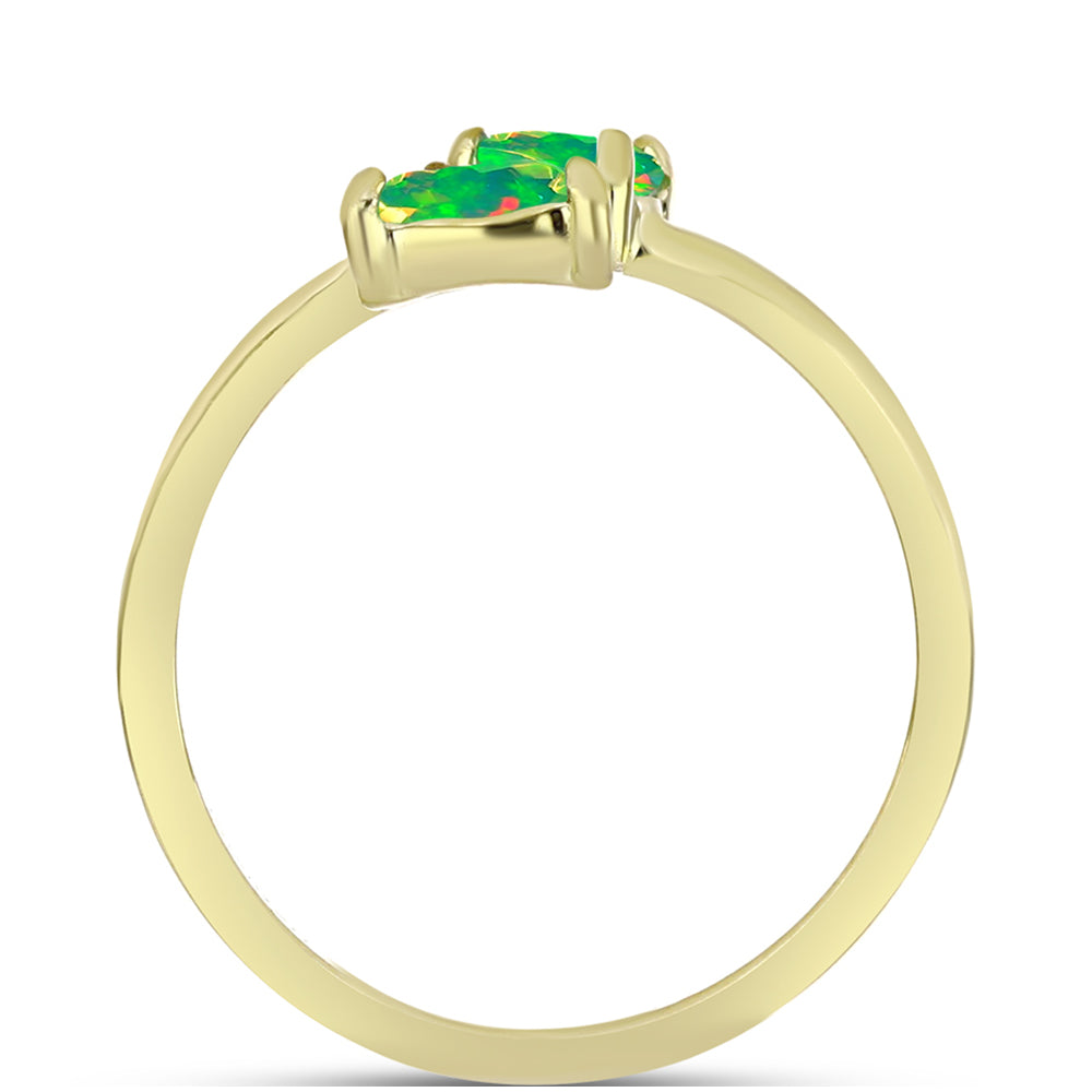 Inel din Argint 925 Placat cu Aur ( 1.78 grame ) cu Opal Verde Etiopian Lega Dembi 0.37 Carate 2 